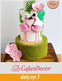 Flamingo wedding cake