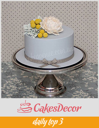 Gray & Yellow Engagement Cake