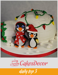 The Penguins and their Christmas Igloo - A cake for My daughter's teacher