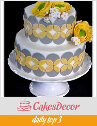 Gray and Yellow Ranunculus Cake