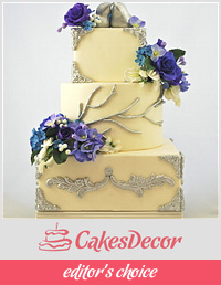Blue and Purple Wedding Cake