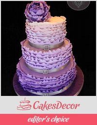 Ruffle Ombre Purple Peony Cake 