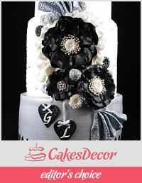 Stirling, Black and White Engagement Cake