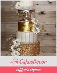 Silver & Gold 50th Birthday Cake