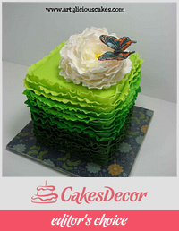 green ruffle cake