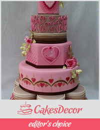 Gold Award Wedding Cake entry Cake International - Hearts