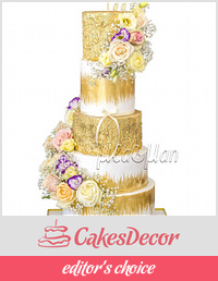 Gold-white wedding cake 