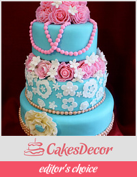 Teal and Pink Wedding cake