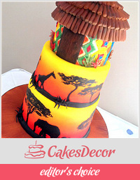 African sunrise wedding cake