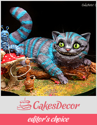3D-cake. Cheshire cat. Alice's adventures in wonderland.