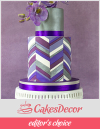 Purple chevron double barrel cake