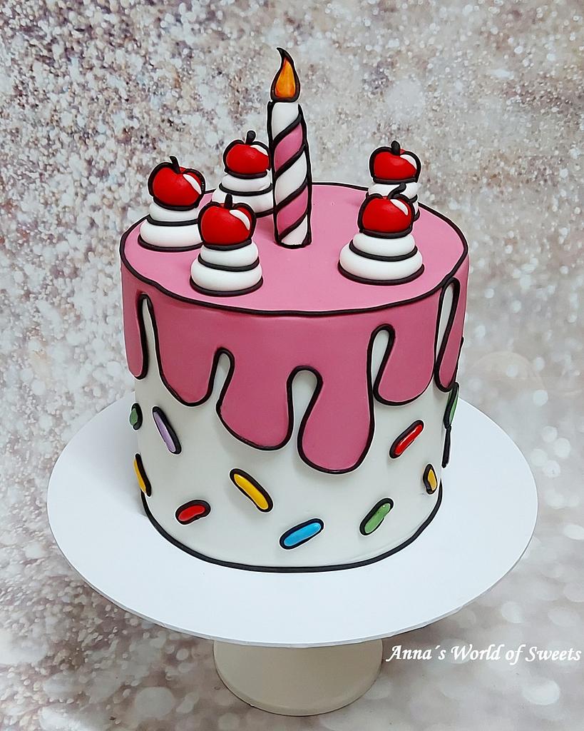 Pink Comic Cake - Dough and Cream