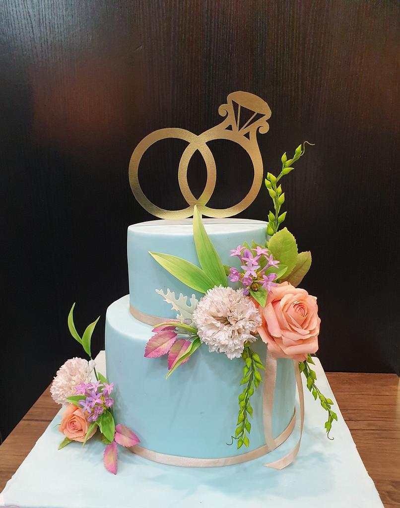 Blue Engagement Cake - Decorated Cake by Nana Rose Cake - CakesDecor