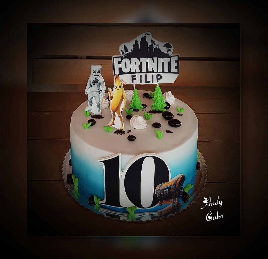 Fortnite Marshmallow themed cake . Paper topper – CAKE N CHILL DUBAI