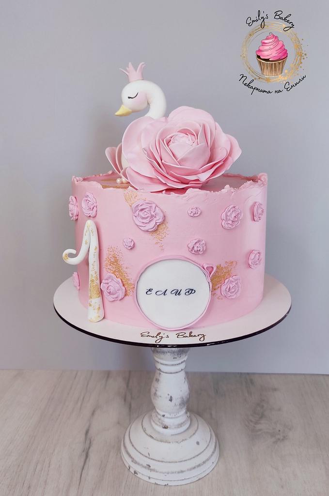 The Royal Bakery - A princess swan cake for a first birthday party  yesterday. Ten trillion wafer paper feathers on the bottom tier (I counted  them) and a gold-painted ganache drip on