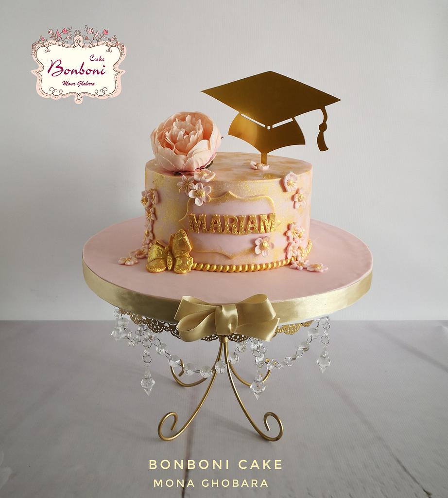 Pink and Grey graduation cupcake tower | Graduation party desserts,  Graduation party cake, Graduation cakes