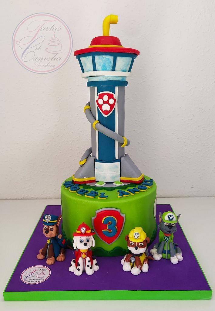 Tarta fondant patrulla canina Paw patrol torre de control Control tower  Paw  patrol cake, Paw patrol birthday cake girl, Paw patrol birthday cake