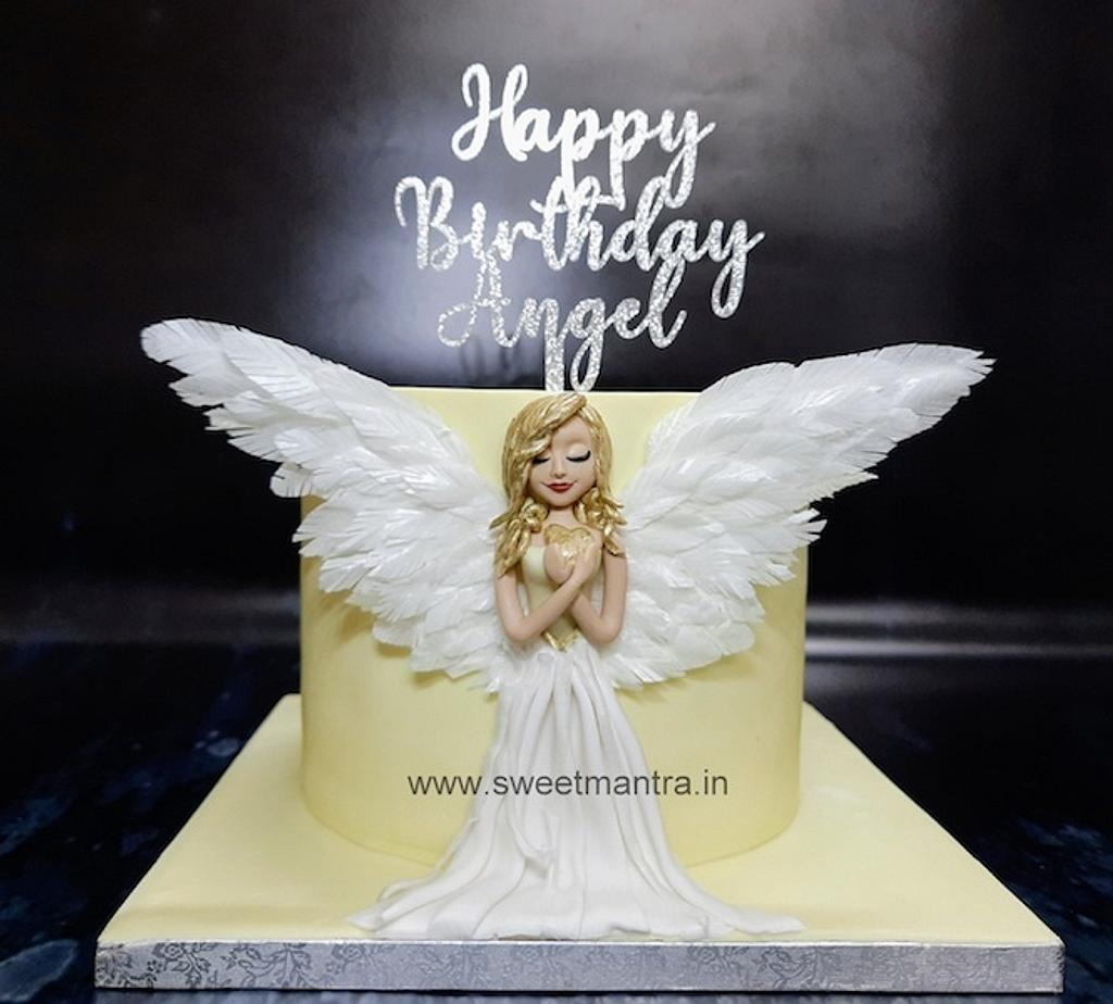 Sweet Angel theme cake for fiance's birthday - Decorated - CakesDecor