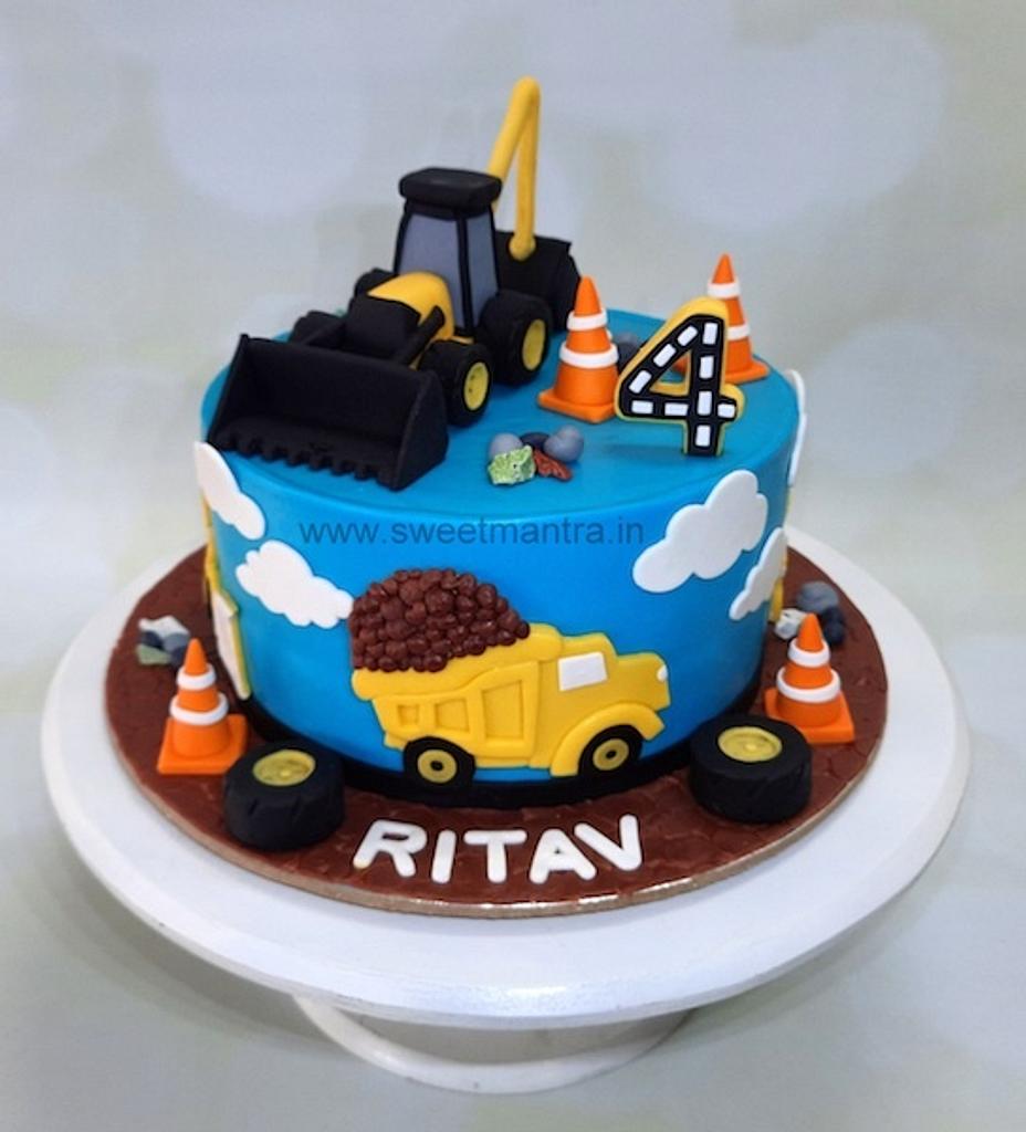 DIGGER JCB PERSONALISED EDIBLE ICING BIRTHDAY CAKE TOPPER & TRACTOR 8  CUPCAKES | eBay