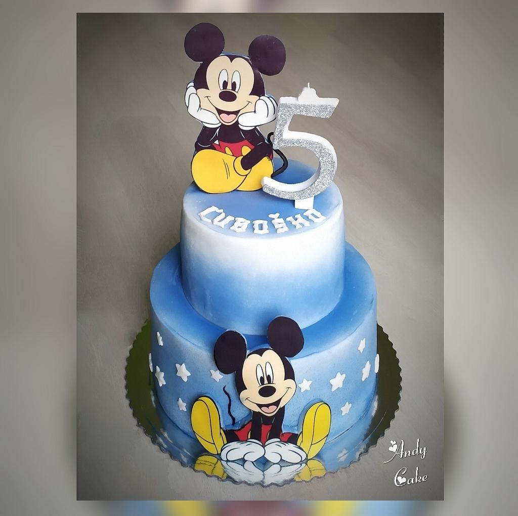 2116) Mickey Mouse Birthday Cake in Blue & Green - ABC Cake Shop & Bakery
