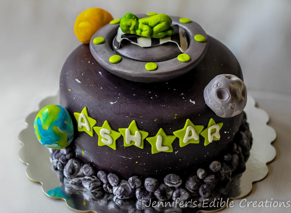 Space themed baby shower hot sale cake