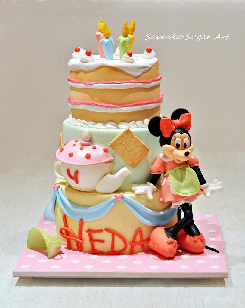 Minnie Mouse tea party for Neda (the name of the birthday - CakesDecor