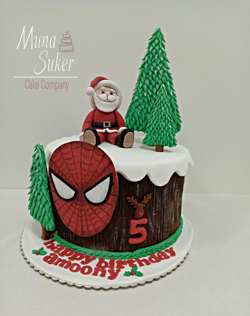 chrismas and spiderman - Decorated Cake by MunaSuker - CakesDecor