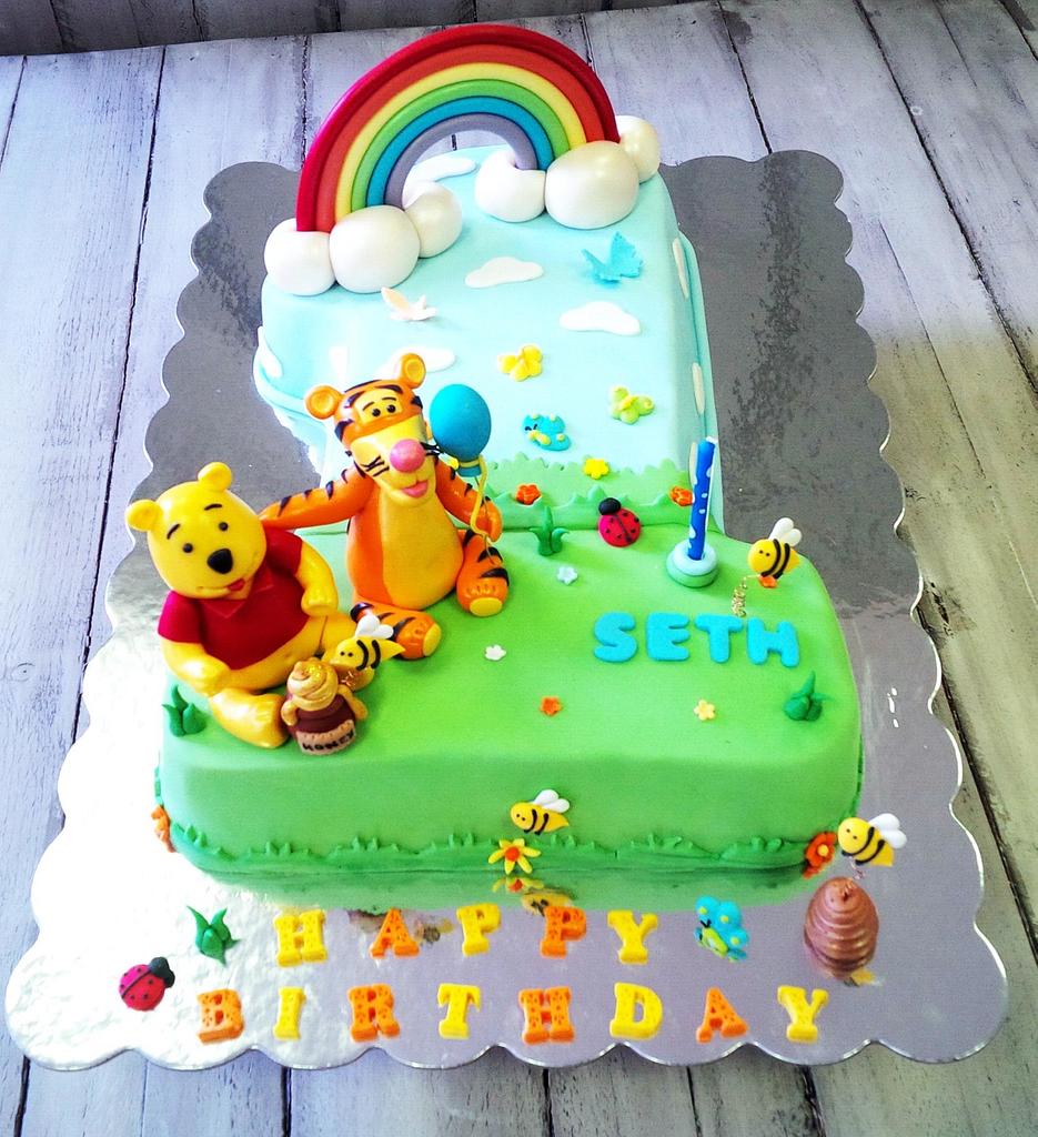 Pooh & Tiger 1st Birthday Cake - Decorated Cake by Easy - CakesDecor