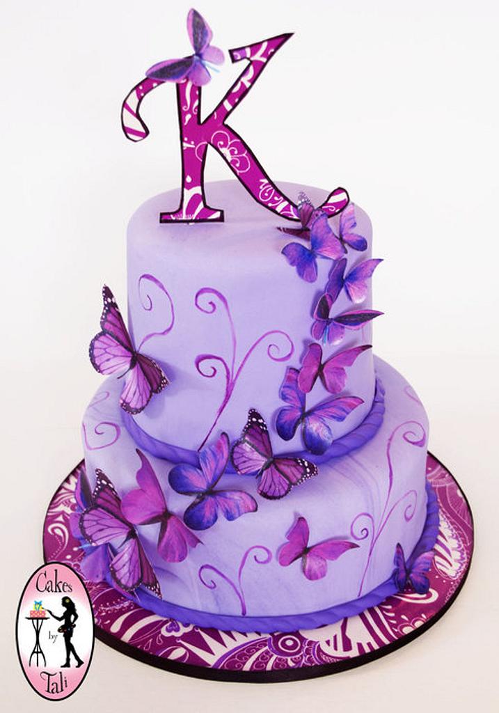 Purple butterfly cake - Decorated Cake by Tali - CakesDecor
