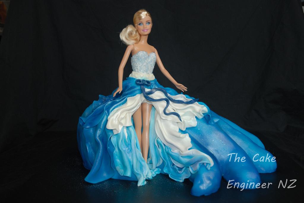 Barbie In Blue Dress Pull Me Up Cake (Eggless) - Ovenfresh