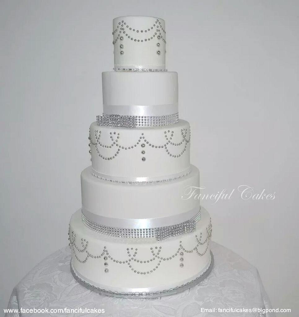 5 tier vintage bling wedding cake - Decorated Cake by - CakesDecor