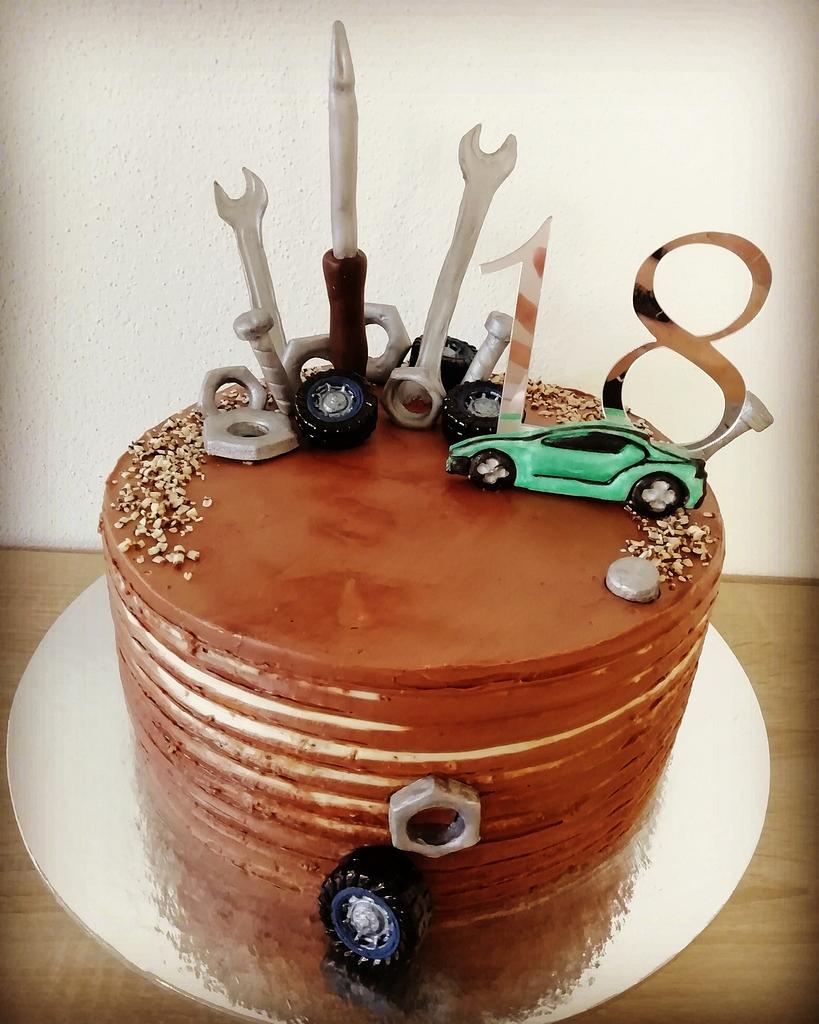 Mechanic theme 21st birthday cake | Dark chocolate mud cake … | Flickr