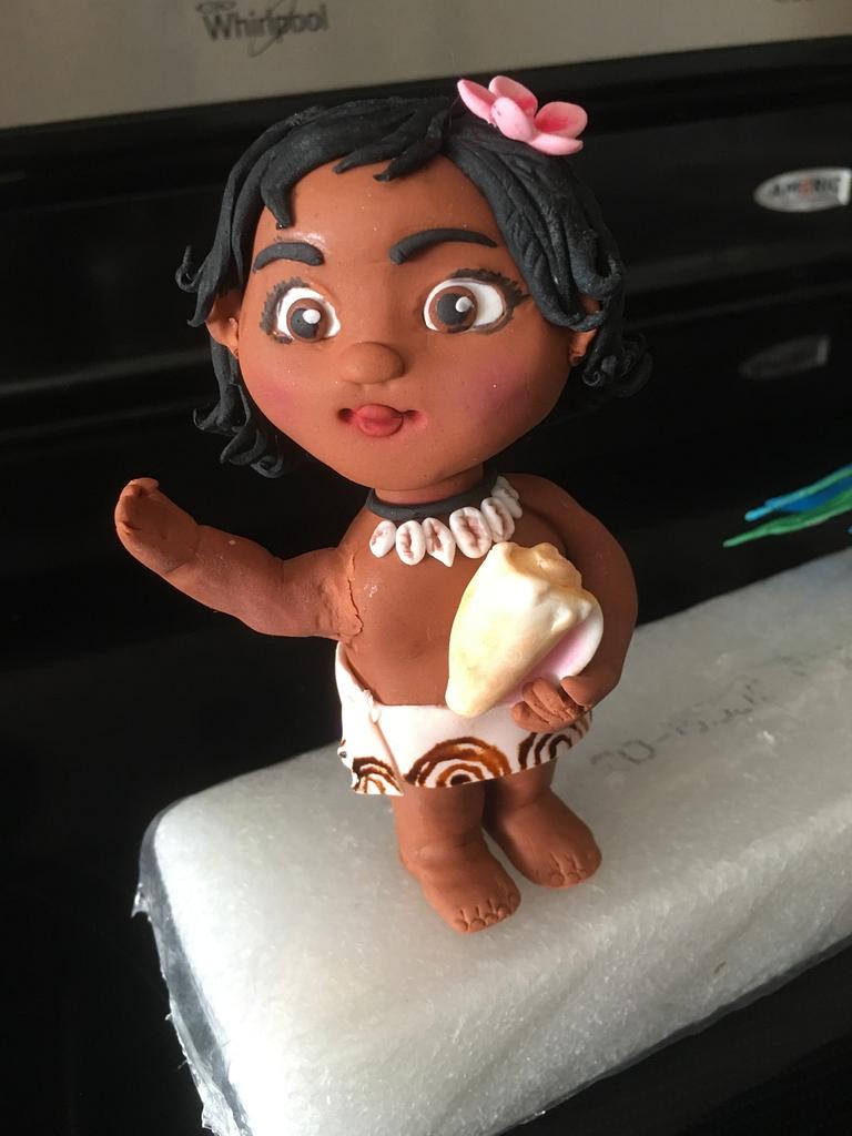 Baby Moana Fondant Characters Cake By Chubbyabi Cakesdecor