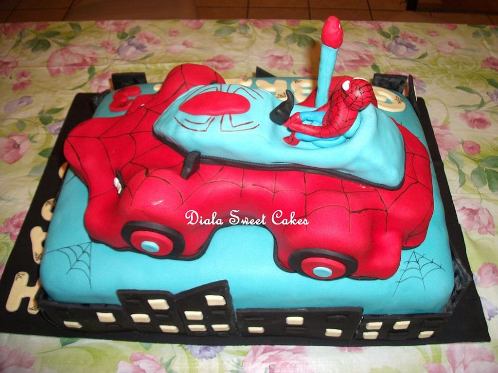 Spiderman Car Cake - Cake by DialaSweetCakes - CakesDecor