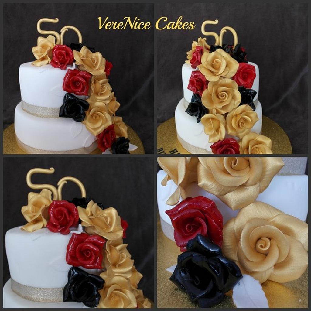 Red, Black And Gold Cake - Decorated Cake By - Cakesdecor