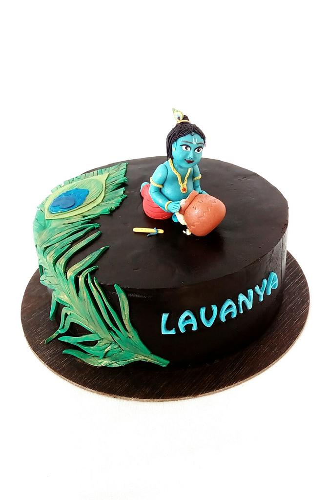 happy birthday Krishna cake with name pic free download | cakedayphotoframes
