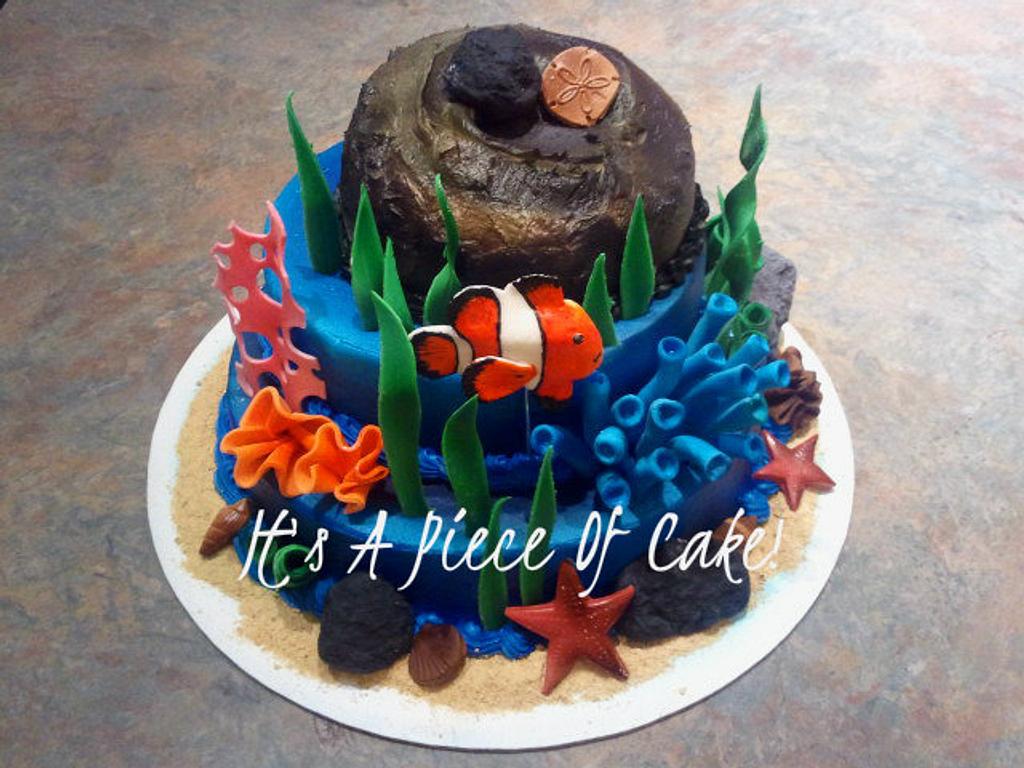 Clown Fish 2 Tier Buttercream Icing, Fondant Accents - - CakesDecor