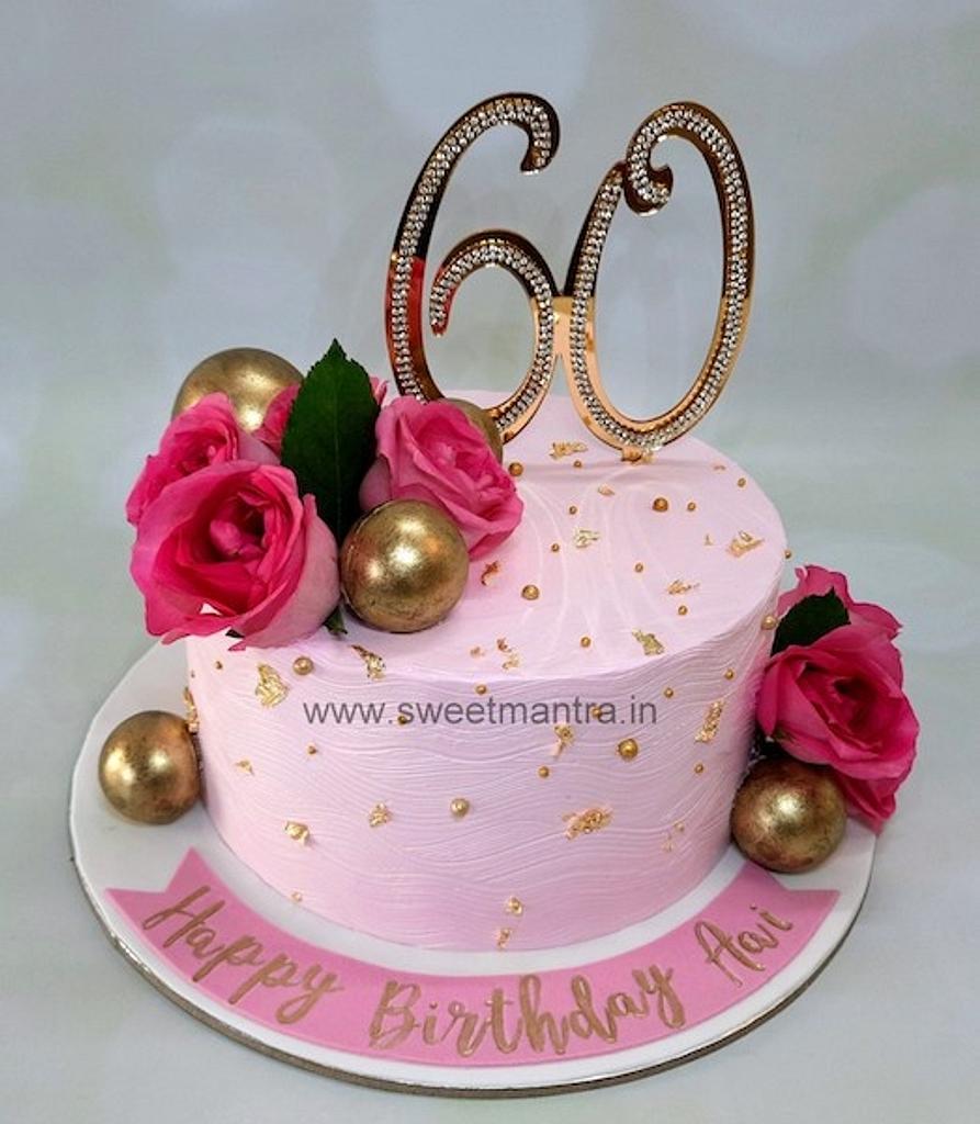 Round 60th Birthday Cake - The Cakery - Leamington Spa & Warwickshire Cake  Boutique