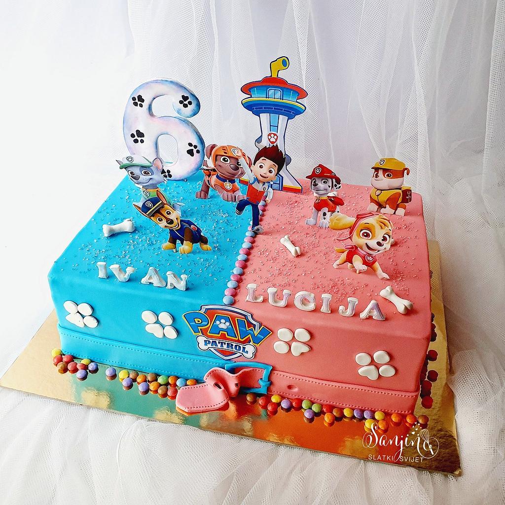Paw patrol twins cake - Decorated Cake by Sanjin slatki - CakesDecor