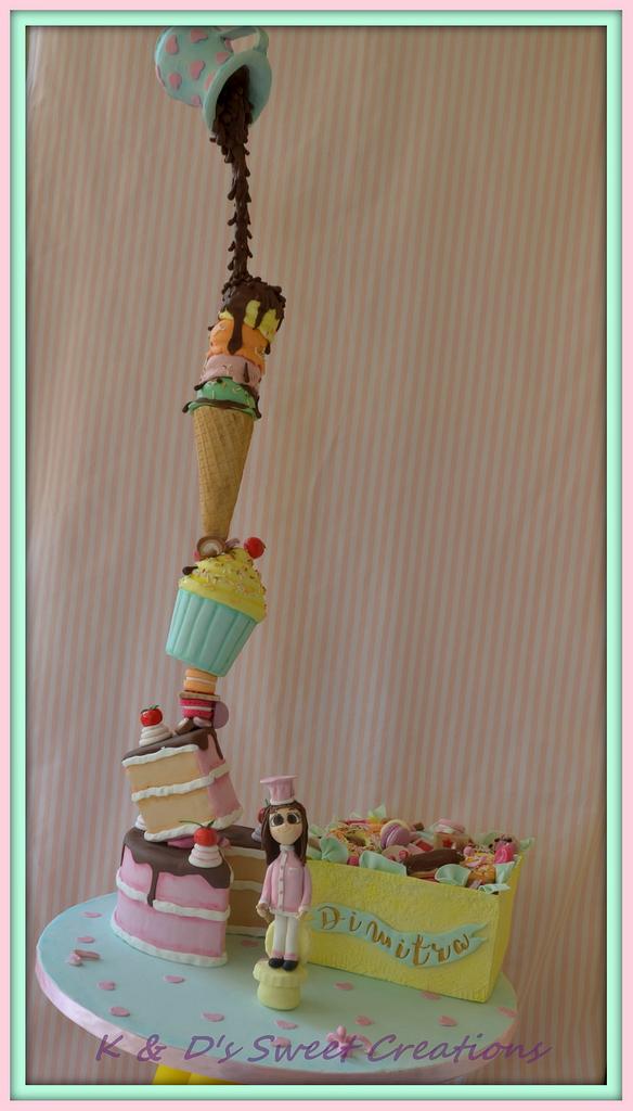 Gravity defying sweet treats tower cake!! - Cake by - CakesDecor