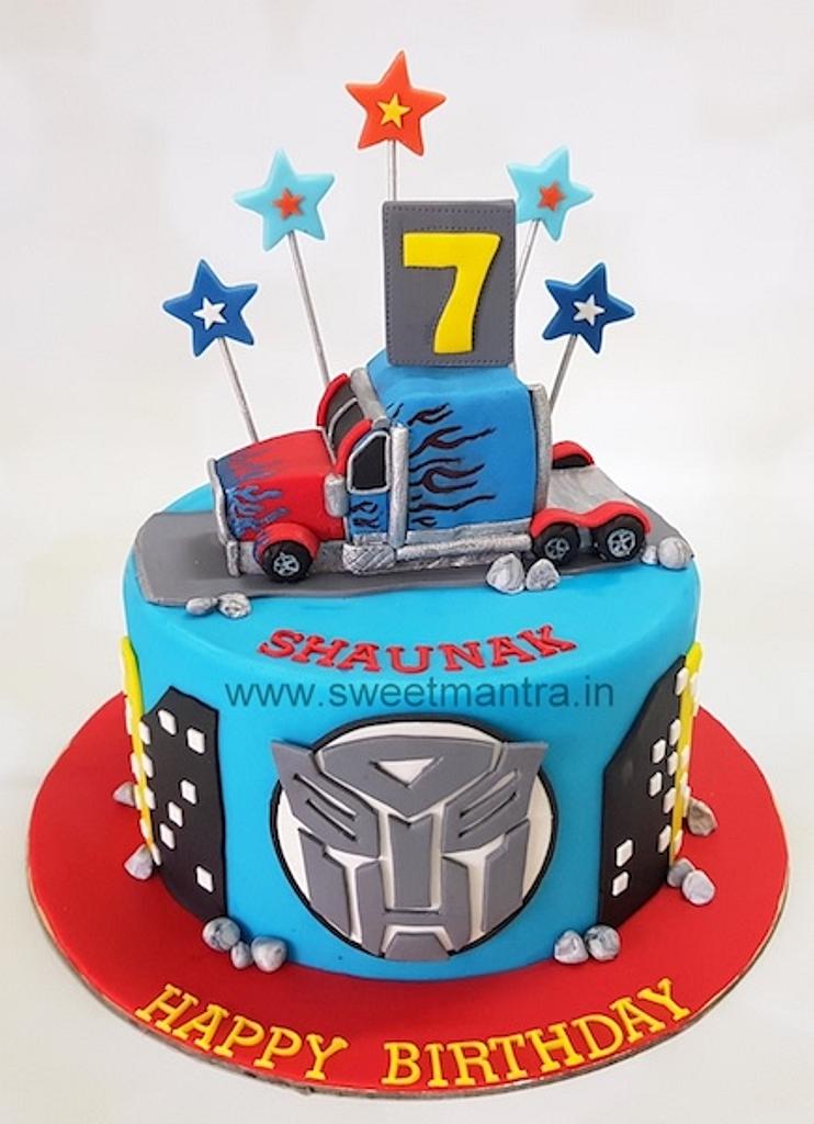 Transformers Theme Customised Fondant Cake With 3d - Cakesdecor