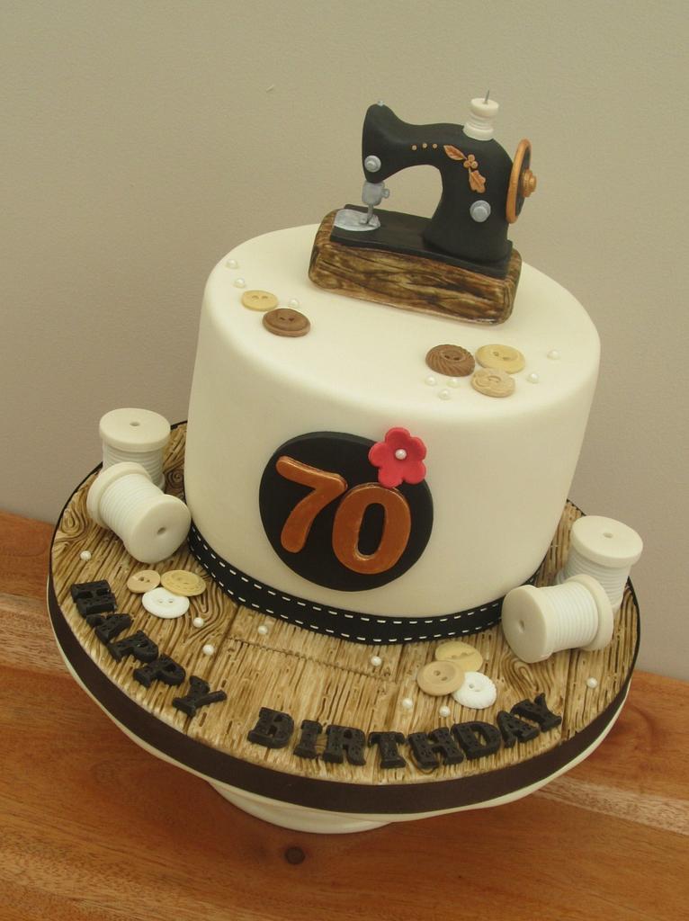 Sewing Themed 70th Birthday Cake - Cake by The - CakesDecor