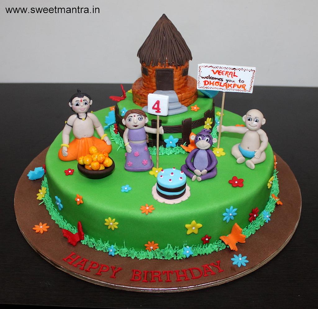 Chota Bhim theme 2 layer customized fondant cake - - CakesDecor