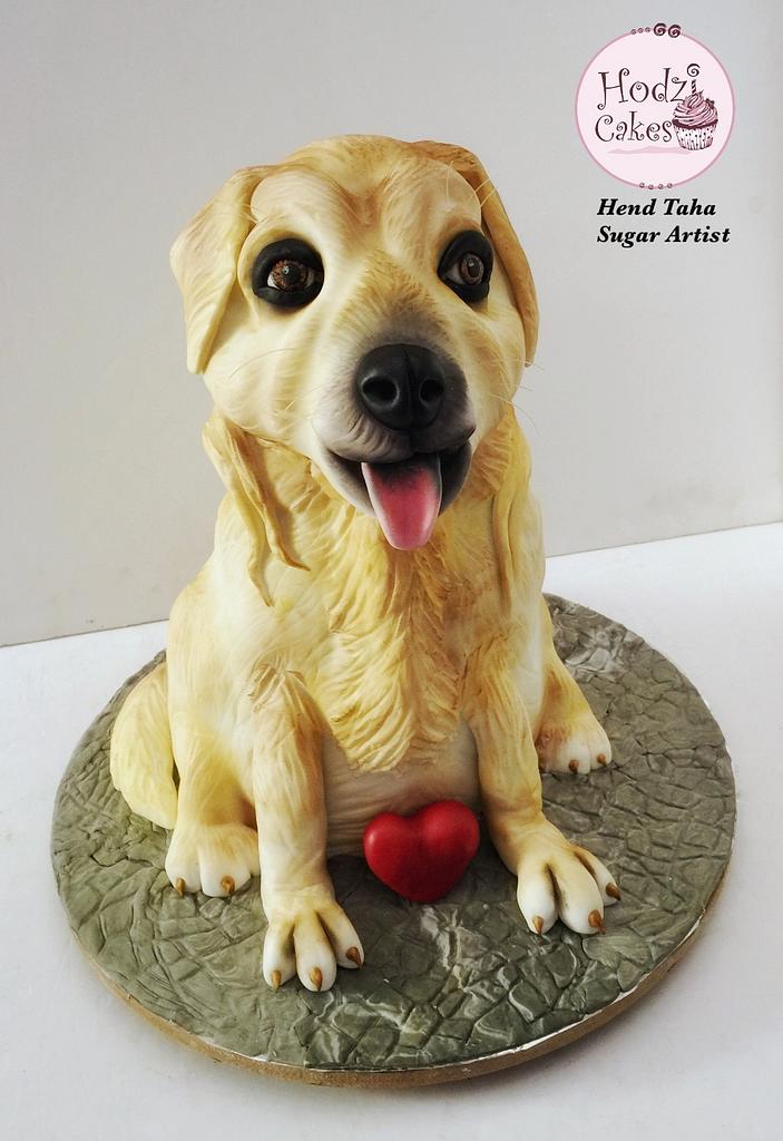 Sculpted Dog Cake 🐶💛 - Cake by Hend Taha-HODZI CAKES - CakesDecor