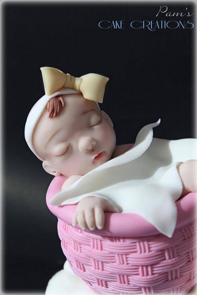 baby stork cake topper Cake by Pamela Iacobellis