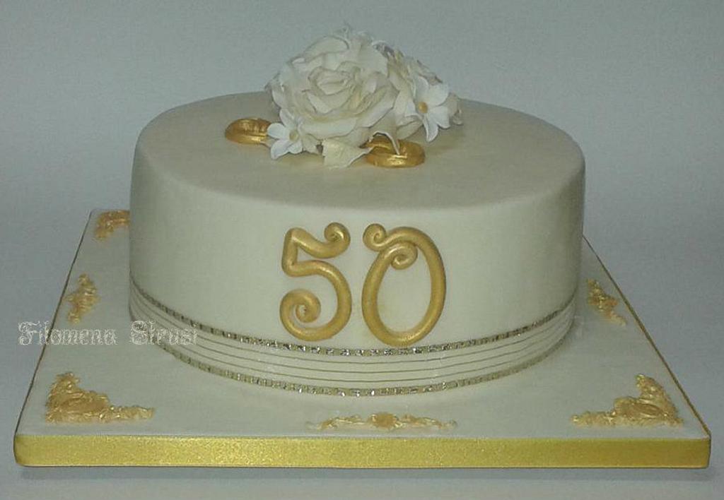 white buttercream rose 50th anniversary | 50th anniversary cakes, 50th  wedding anniversary cakes, Wedding anniversary cakes
