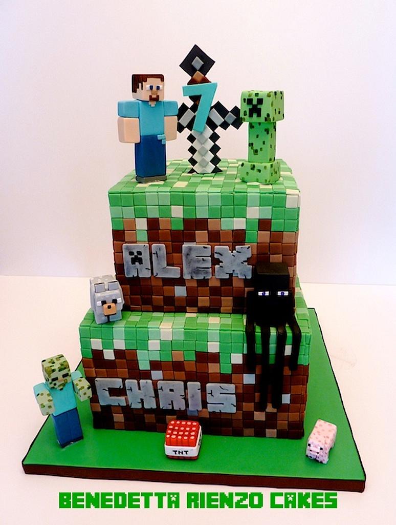Minecraft Fondant Cakes 4 inch high by 7 inch round — Sweet Mayada Cakes