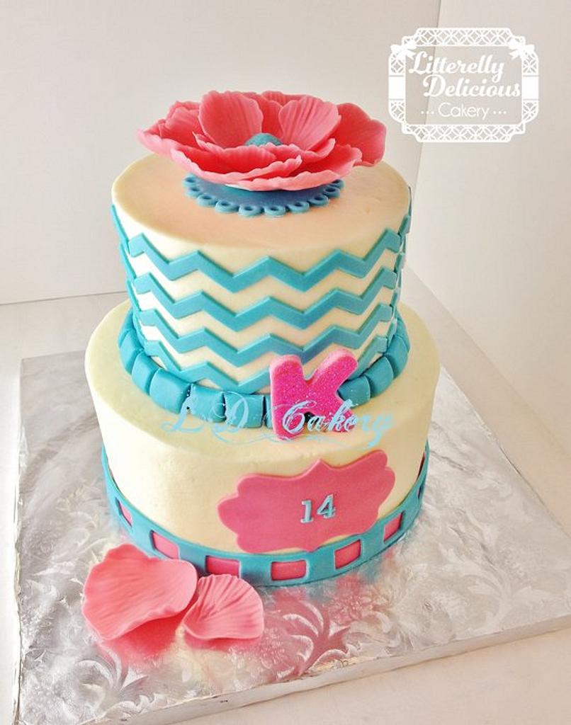 Katie's 14th Birthday Cake - Cake by Rebecca Litterell - CakesDecor