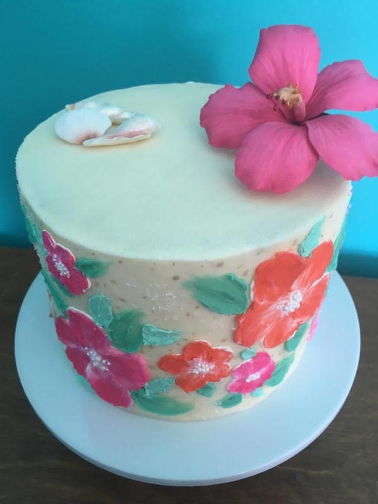 Painted Hawaiian Buttercream Cake by Sweet Art Cakes CakesDecor