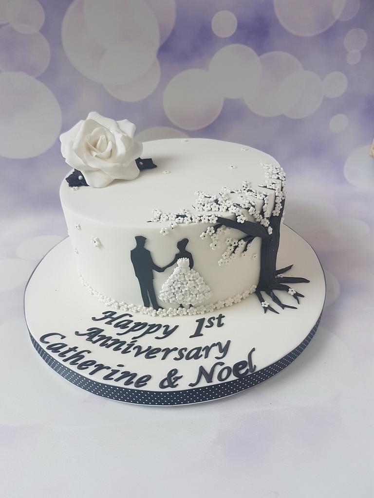 1st Ani Cake in Heart 1 Kg - Chocolate, Gifts for 1st Anniversary